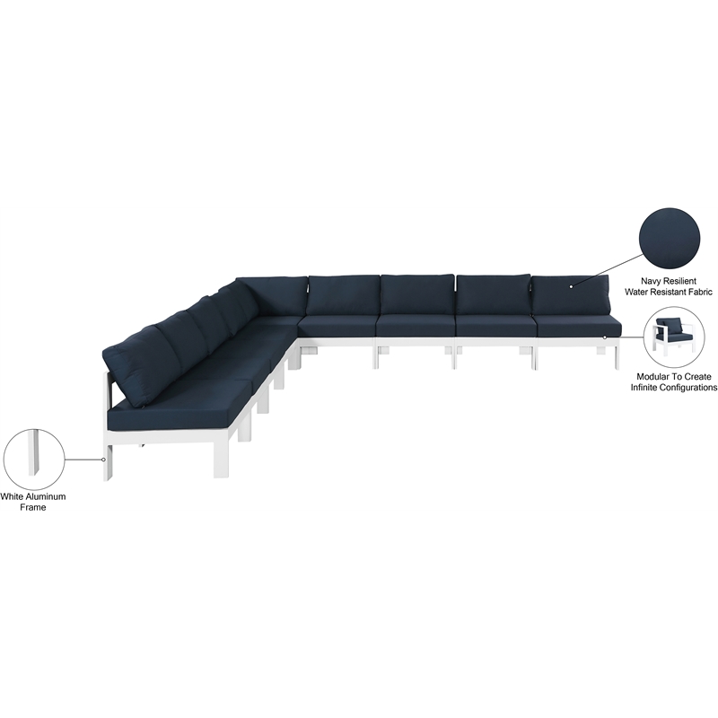 Meridian Furniture Nizuc Navy Outdoor Patio Modular Sectional