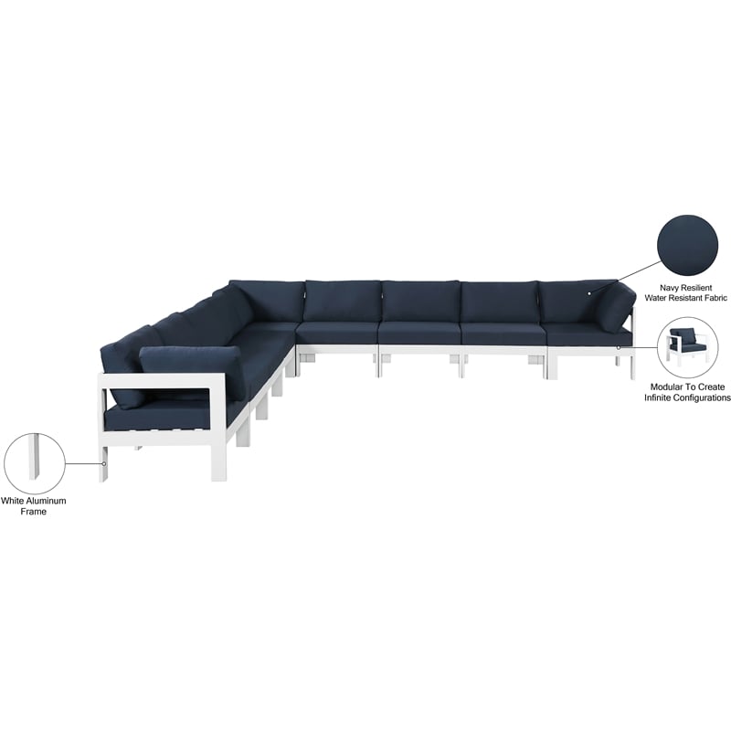 Meridian Furniture Nizuc Navy Outdoor Patio Modular Sectional
