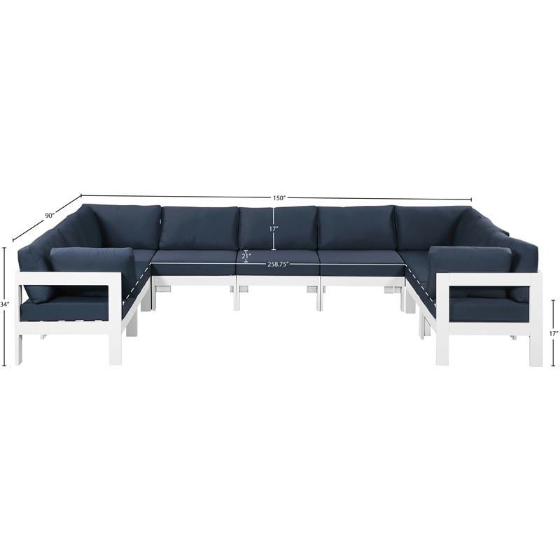 Meridian Furniture Nizuc Navy Outdoor Patio Modular Sectional