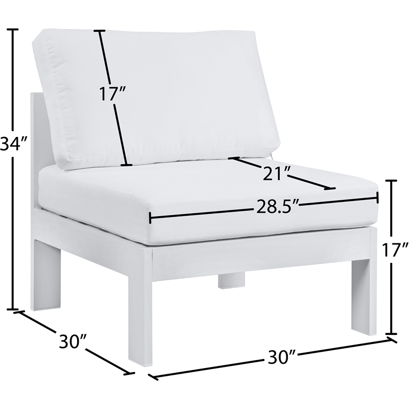 Meridian Furniture Nizuc White Outdoor Patio Armless Chair