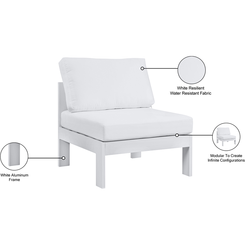 Meridian Furniture Nizuc White Outdoor Patio Armless Chair
