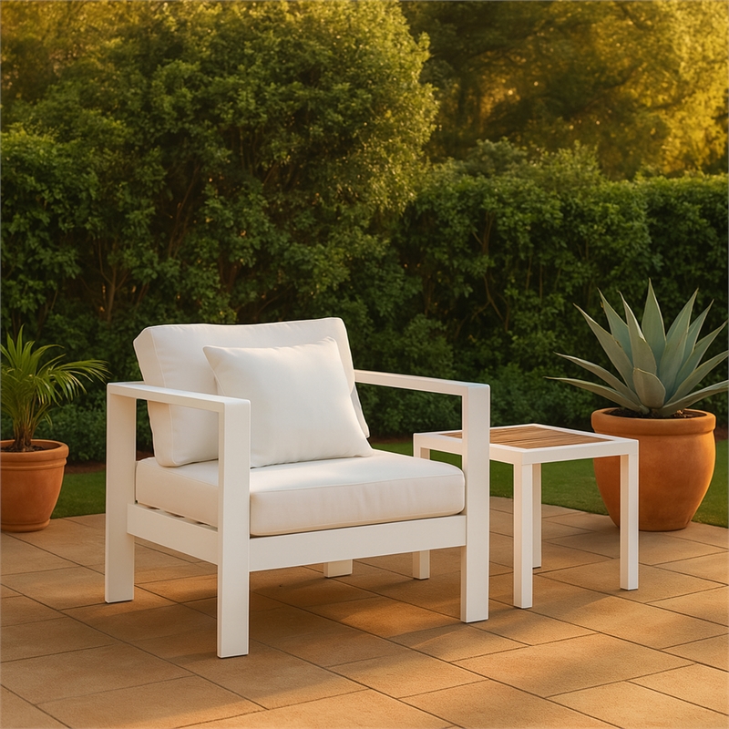 Meridian Furniture Nizuc White Outdoor Patio Arm Chair