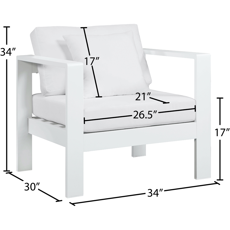 Meridian Furniture Nizuc White Outdoor Patio Arm Chair