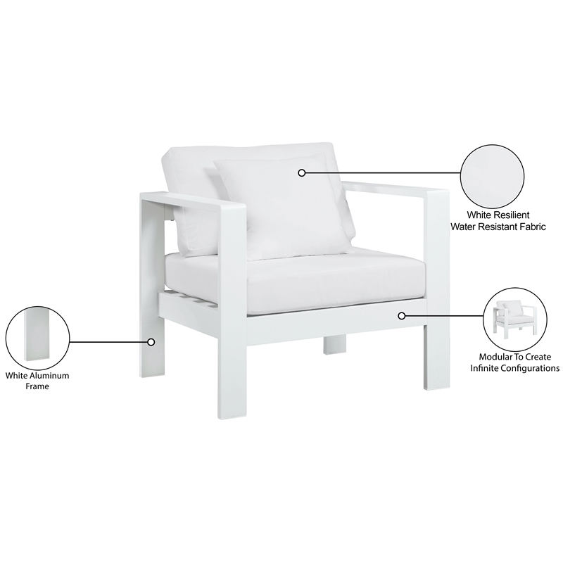 Meridian Furniture Nizuc White Outdoor Patio Arm Chair