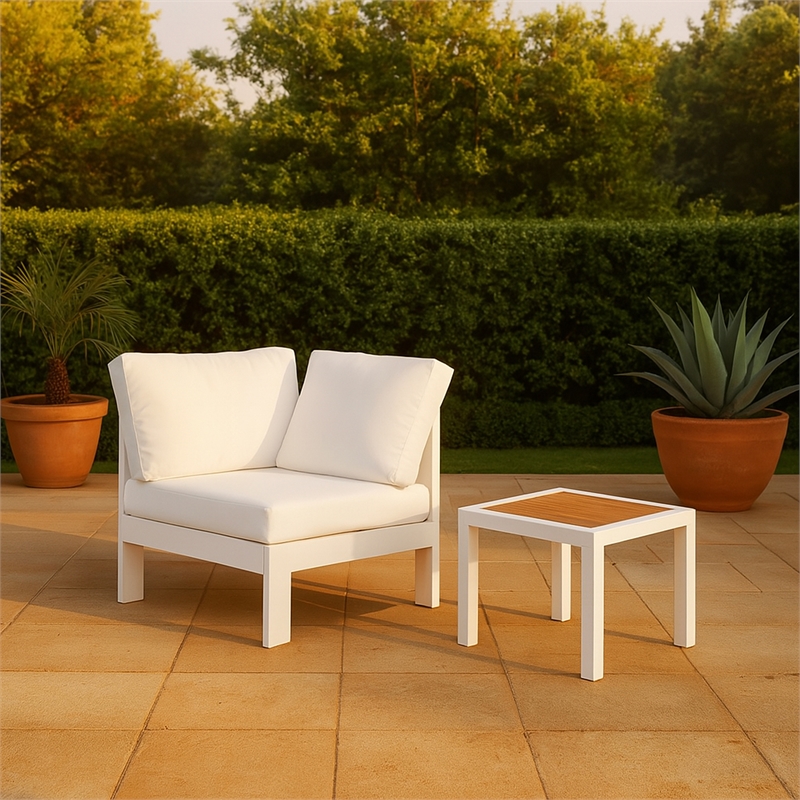 Meridian Furniture Nizuc White Outdoor Patio Corner Chair