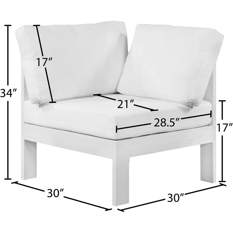 Meridian Furniture Nizuc White Outdoor Patio Corner Chair