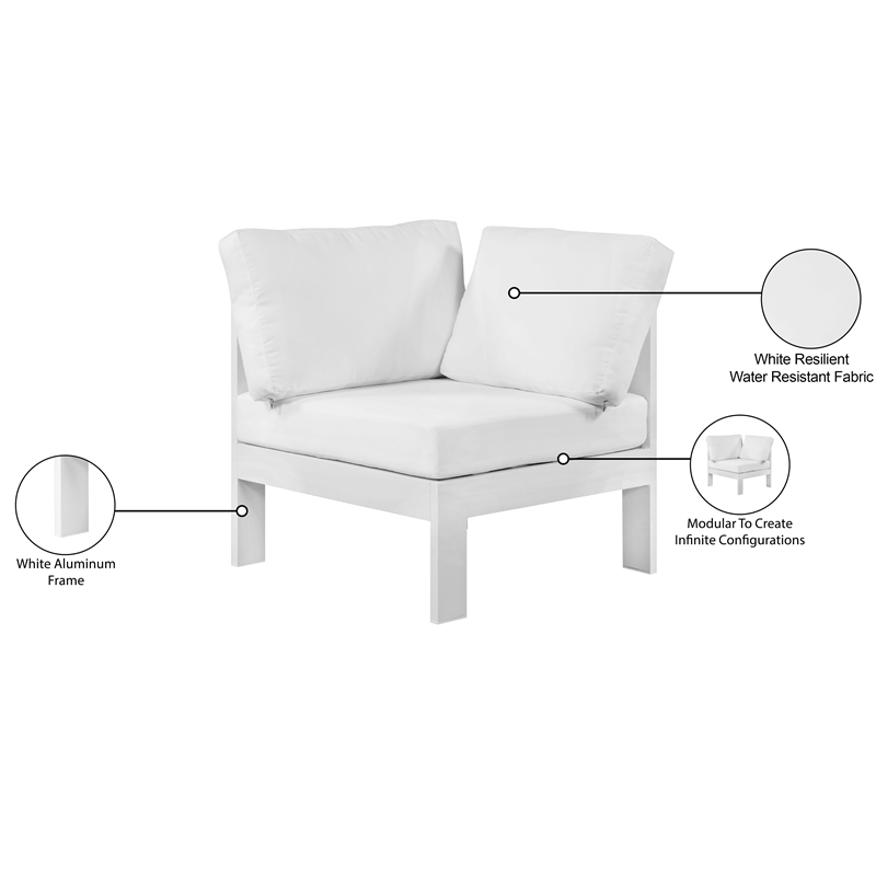 Meridian Furniture Nizuc White Outdoor Patio Corner Chair