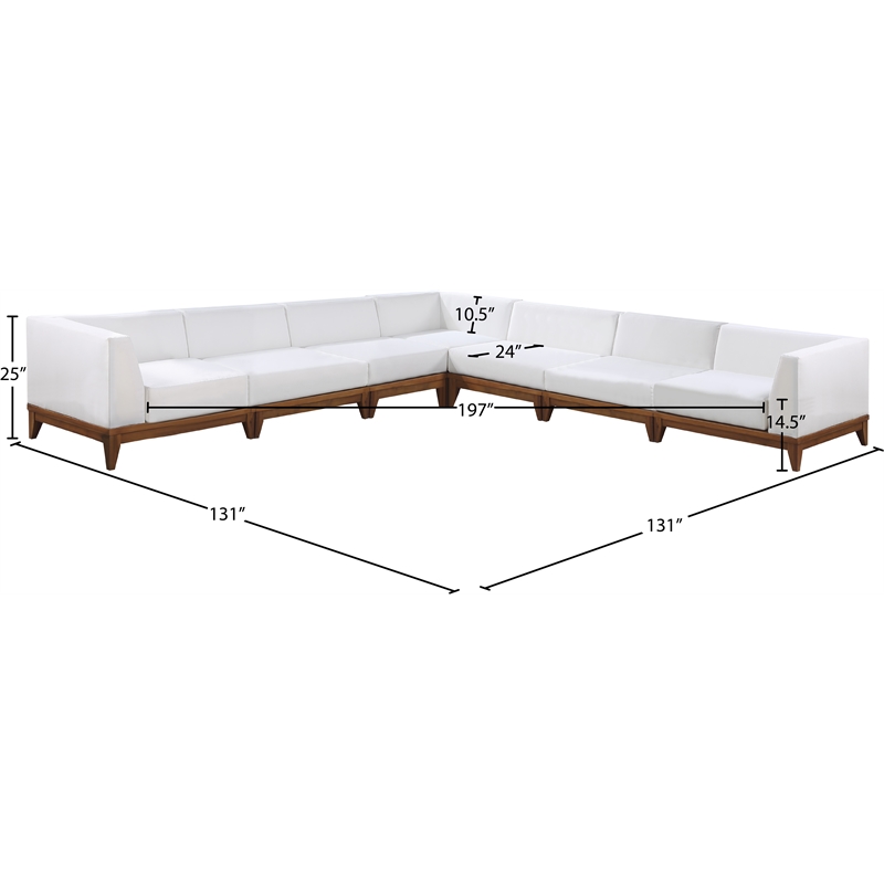 Meridian Furniture Rio Off White Water Resisting Fabric Modular Sectional