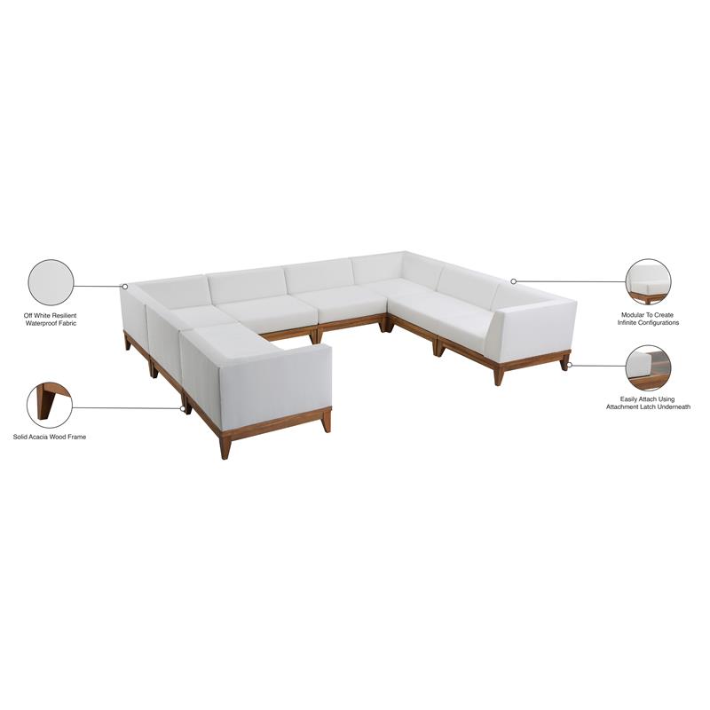Meridian Furniture Rio Outdoor Off White Waterproof Modular Sectional 7A