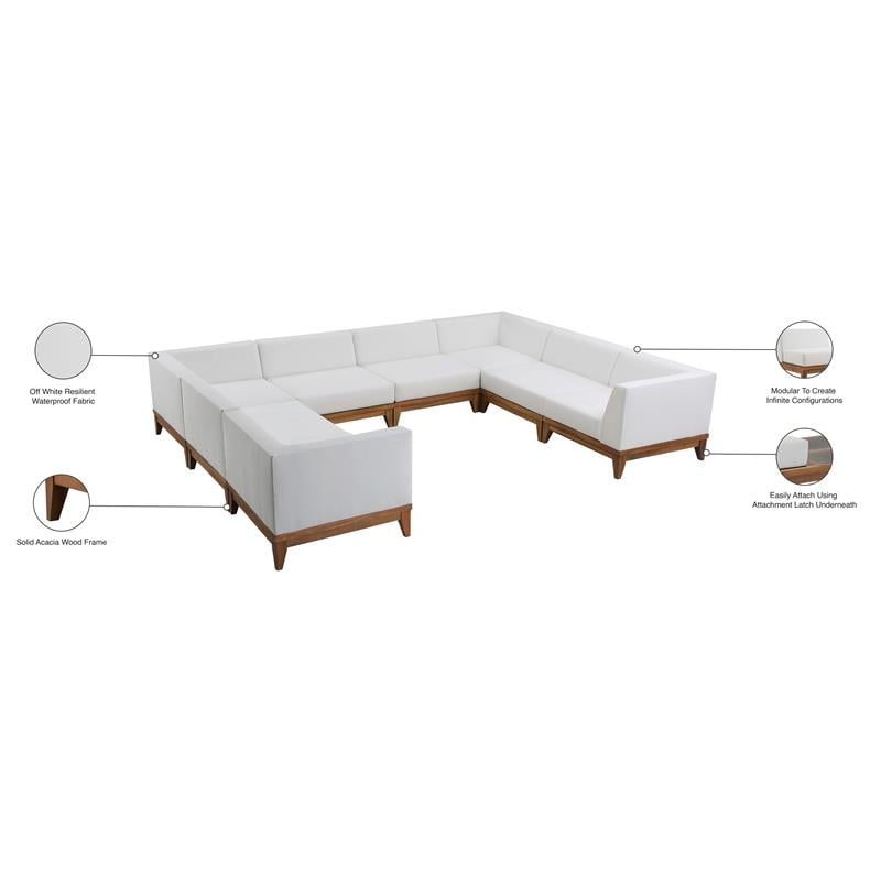 Meridian Furniture Rio Outdoor Off White Waterproof Modular Sectional 7A