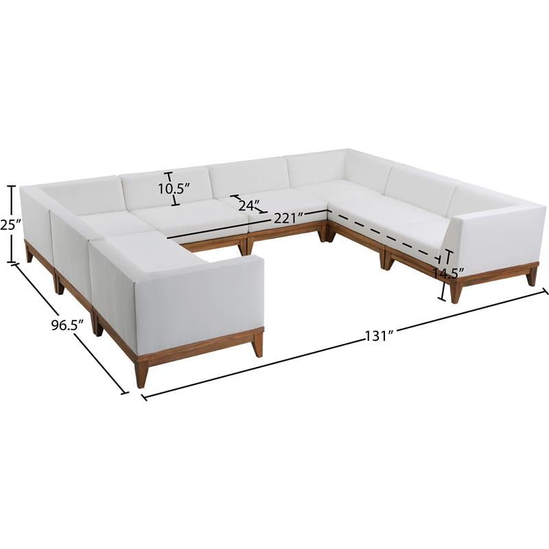 Meridian Furniture Rio Outdoor Off White Waterproof Modular Sectional 7A
