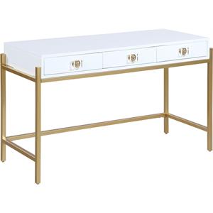 meridian furniture abigail white / gold desk/console