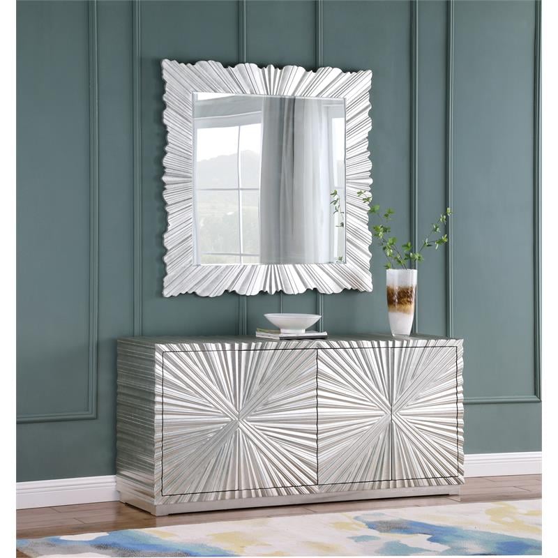 Meridian Furniture Silverton Silver Leaf Mirror