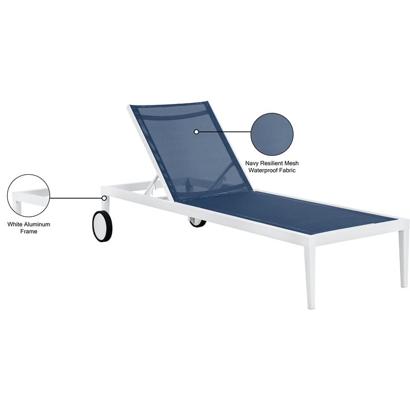 Meridian Furniture Nizuc Navy Outdoor Patio Mesh Chaise Lounge Chair