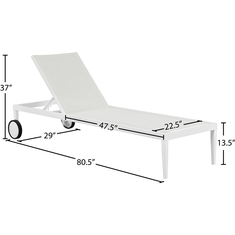 Meridian Furniture Nizuc Off White Outdoor Patio Mesh Chaise Lounge Chair