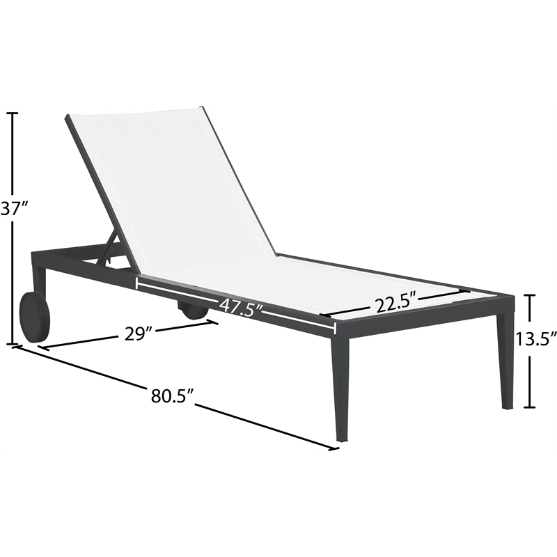 Meridian Furniture Nizuc Off White Outdoor Patio Mesh Chaise Lounge Chair