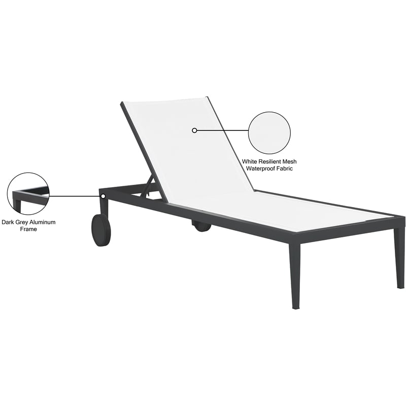 Meridian Furniture Nizuc Off White Outdoor Patio Mesh Chaise Lounge Chair