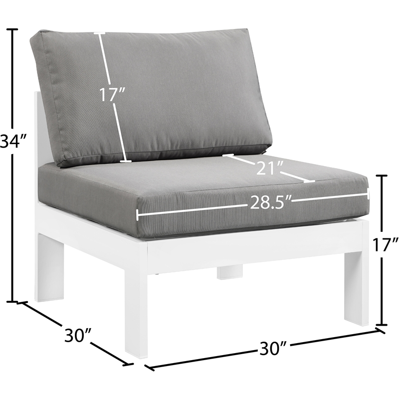 Meridian Furniture Nizuc Grey Outdoor Patio Armless Chair