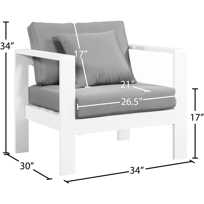 Meridian Furniture Nizuc Grey Outdoor Patio Arm Chair