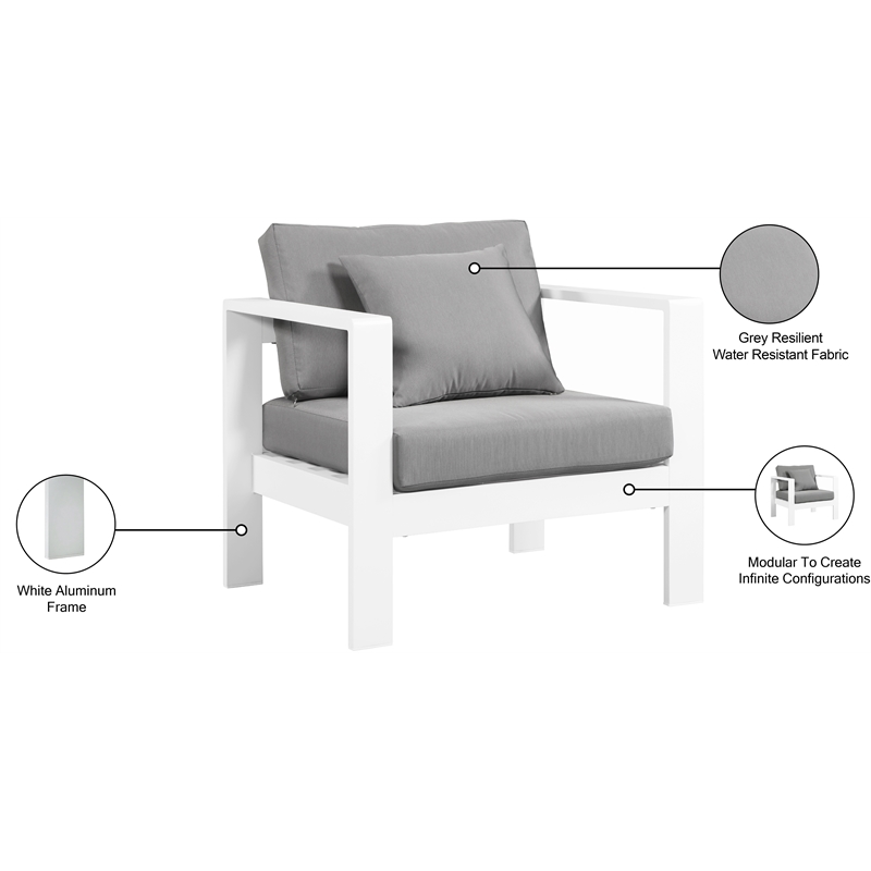 Meridian Furniture Nizuc Grey Outdoor Patio Arm Chair