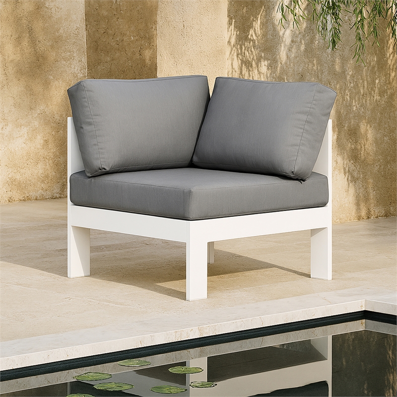 Meridian Furniture Nizuc Grey Outdoor Patio Corner Chair