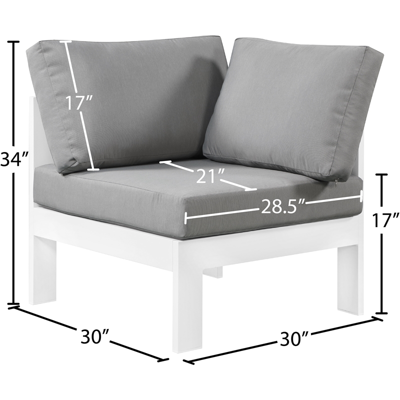 Meridian Furniture Nizuc Grey Outdoor Patio Corner Chair