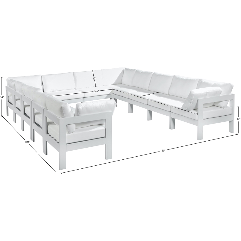 Meridian Furniture Nizuc White Outdoor Patio Modular Sectional