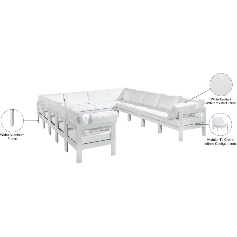 Meridian Furniture Nizuc White Outdoor Patio Modular Sectional