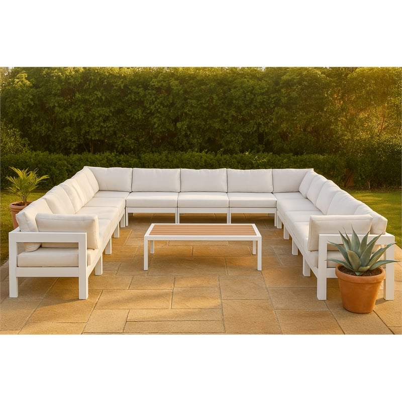 Meridian Furniture Nizuc White Outdoor Patio Modular Sectional