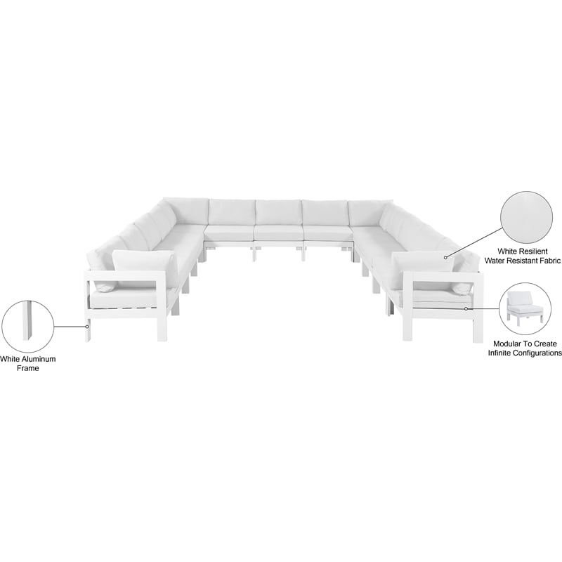 Meridian Furniture Nizuc White Outdoor Patio Modular Sectional