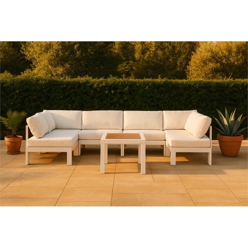 Meridian Furniture Nizuc White Outdoor Patio Modular Sectional