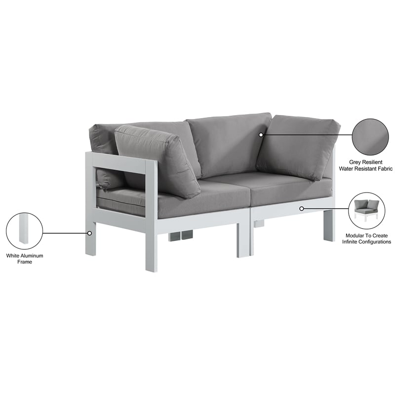 Meridian Furniture Nizuc Grey Outdoor Patio Modular Sofa