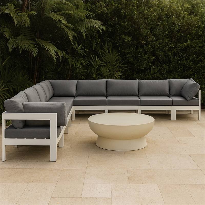 Meridian Furniture Nizuc Grey Outdoor Patio Modular Sectional
