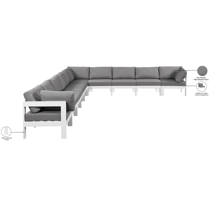 Meridian Furniture Nizuc Grey Outdoor Patio Modular Sectional