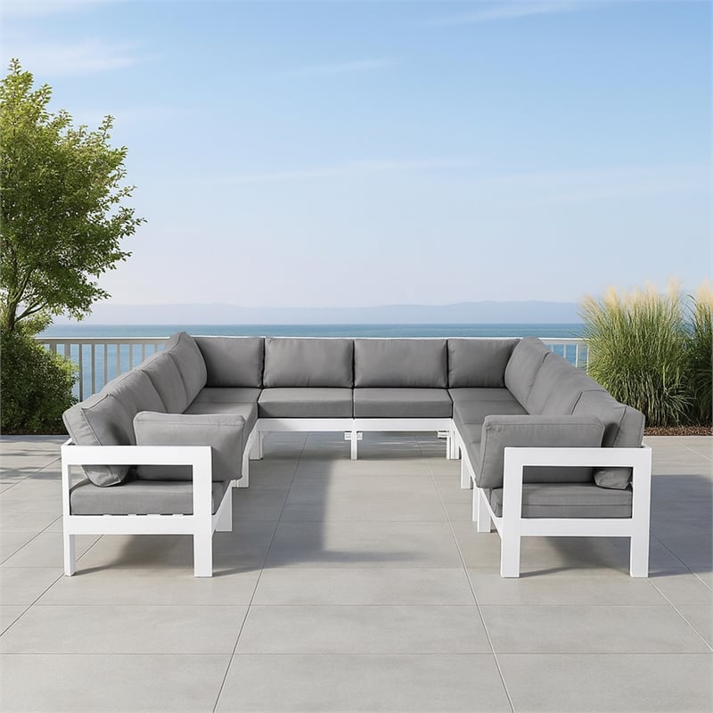 Meridian Furniture Nizuc Grey Outdoor Patio Modular Sectional