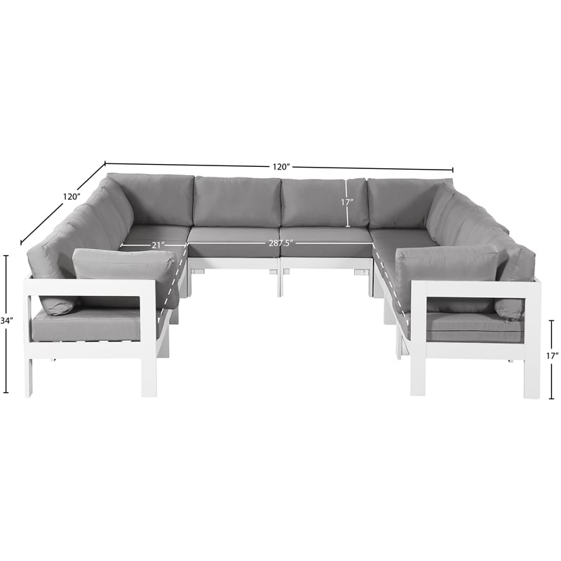 Meridian Furniture Nizuc Grey Outdoor Patio Modular Sectional