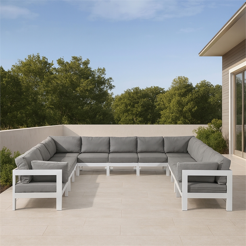 Meridian Furniture Nizuc Grey Outdoor Patio Modular Sectional