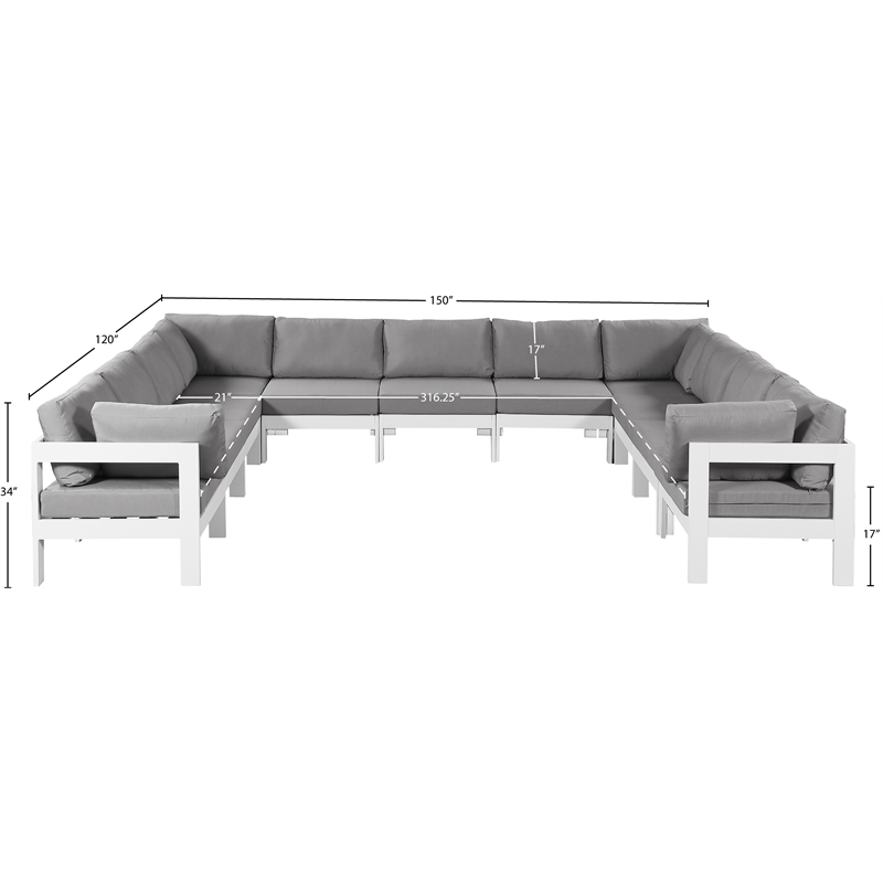 Meridian Furniture Nizuc Grey Outdoor Patio Modular Sectional