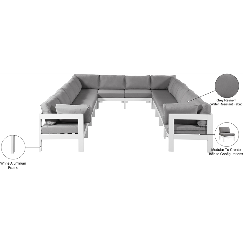 Meridian Furniture Nizuc Grey Outdoor Patio Modular Sectional