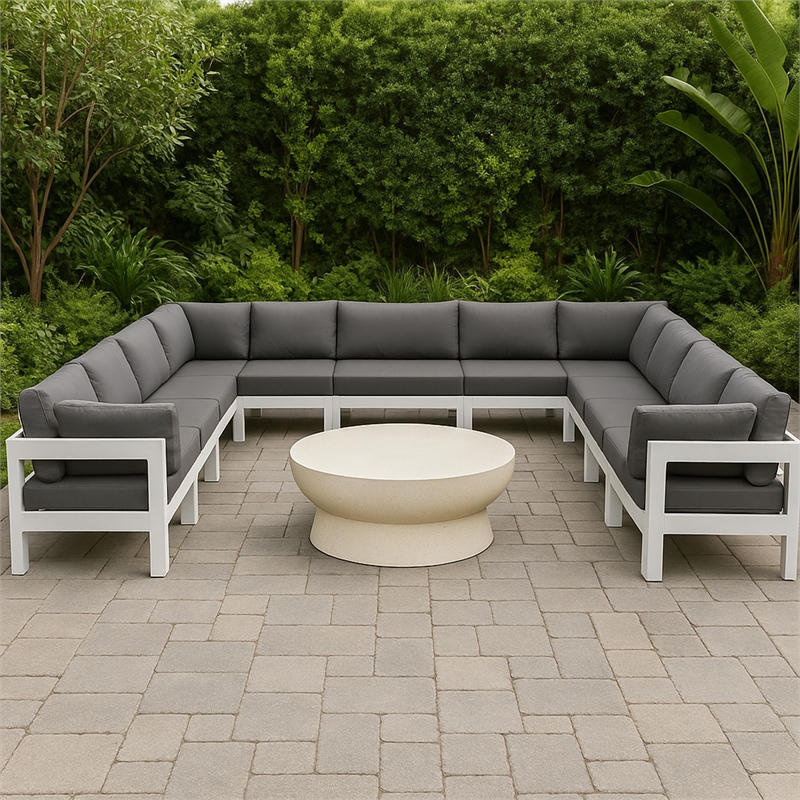 Meridian Furniture Nizuc Grey Outdoor Patio Modular Sectional