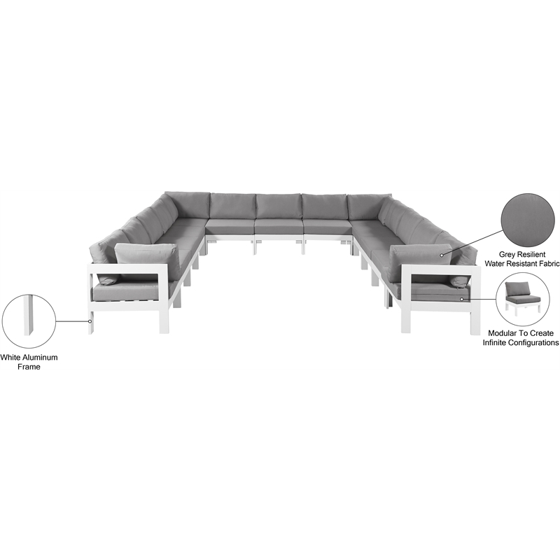 Meridian Furniture Nizuc Grey Outdoor Patio Modular Sectional