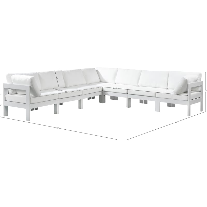 Meridian Furniture Nizuc White Outdoor Patio Modular Sectional