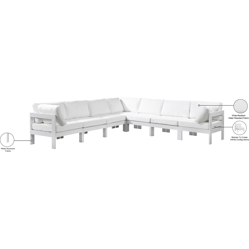 Meridian Furniture Nizuc White Outdoor Patio Modular Sectional
