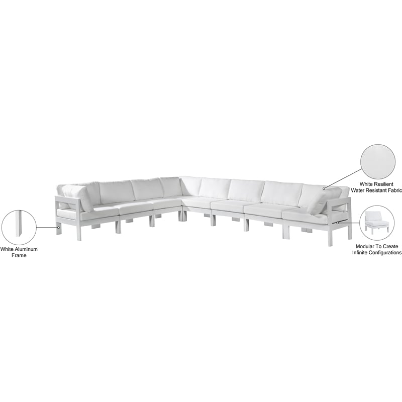 Meridian Furniture Nizuc White Outdoor Patio Modular Sectional