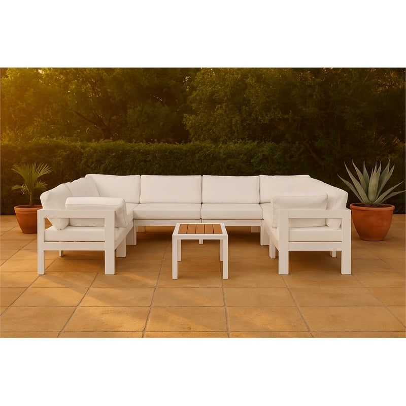 Meridian Furniture Nizuc White Outdoor Patio Modular Sectional