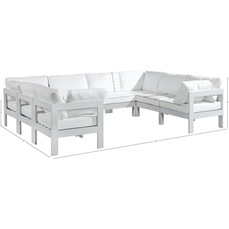 Meridian Furniture Nizuc White Outdoor Patio Modular Sectional