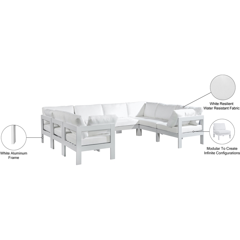 Meridian Furniture Nizuc White Outdoor Patio Modular Sectional