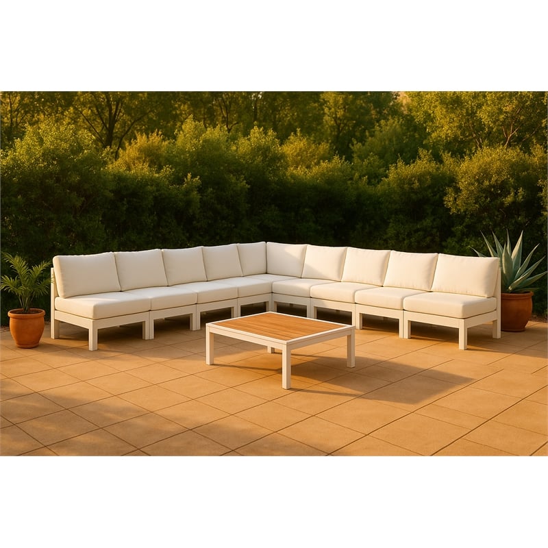 Meridian Furniture Nizuc White Outdoor Patio Modular Sectional