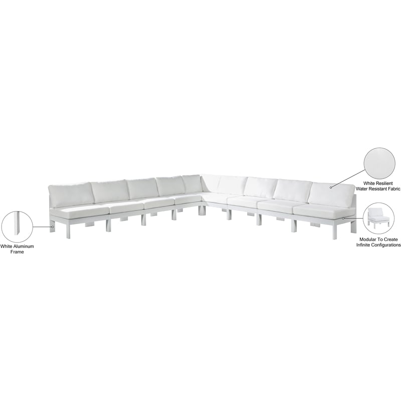 Meridian Furniture Nizuc White Outdoor Patio Modular Sectional