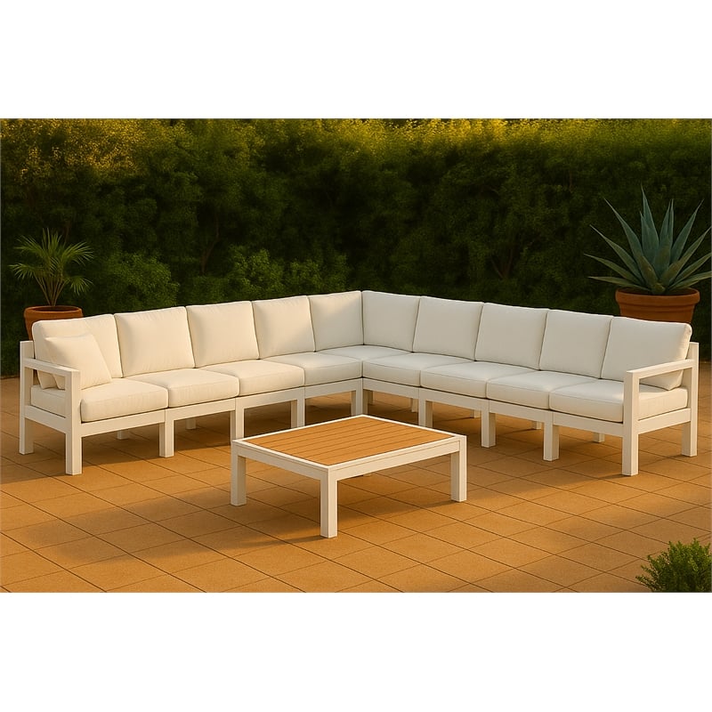 Meridian Furniture Nizuc White Outdoor Patio Modular Sectional
